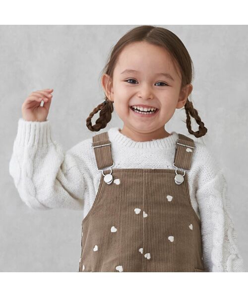 petit main / プティマイン ミニ丈・ひざ丈ワンピース | ハート刺繍コーデュロイジャンスカ | 詳細2