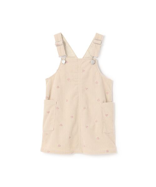 petit main / プティマイン ミニ丈・ひざ丈ワンピース | ハート刺繍コーデュロイジャンスカ（アイボリ-）