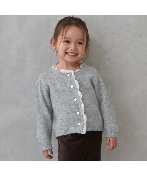 petit main / プティマイン カーディガン・ボレロ | 【リンク】レースカーディガン（TOP・グレ-）
