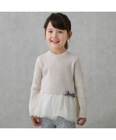 petit main / プティマイン チュニック | 【フワもちっと】ニットペプラムチュールチュニック