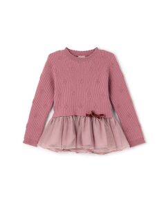 petit main / プティマイン チュニック | 【フワもちっと】ニットペプラムチュールチュニック