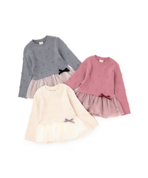 petit main / プティマイン チュニック | 【フワもちっと】ニットペプラムチュールチュニック | 詳細13