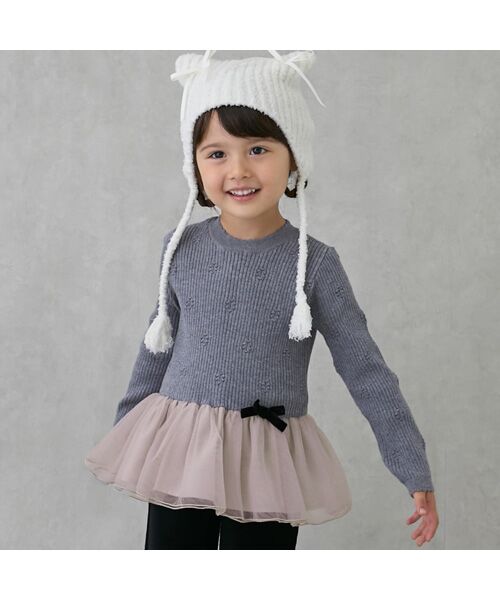 petit main / プティマイン チュニック | 【フワもちっと】ニットペプラムチュールチュニック | 詳細3