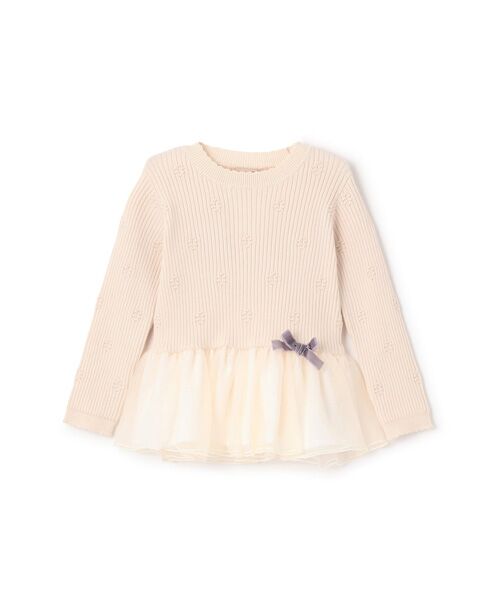 petit main / プティマイン チュニック | 【フワもちっと】ニットペプラムチュールチュニック | 詳細5