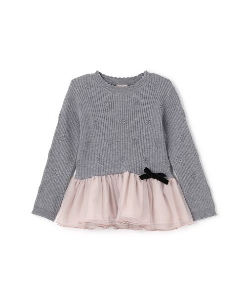 petit main / プティマイン チュニック | 【フワもちっと】ニットペプラムチュールチュニック | 詳細6