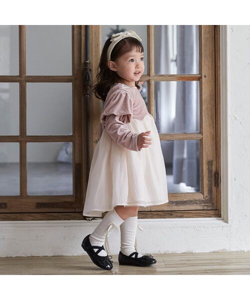 petit main / プティマイン ミニ丈・ひざ丈ワンピース | パフ袖シフォンワンピース | 詳細1