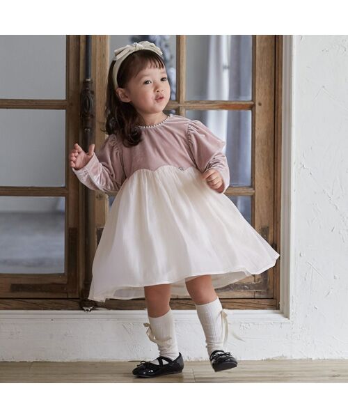 petit main / プティマイン ミニ丈・ひざ丈ワンピース | パフ袖シフォンワンピース | 詳細2