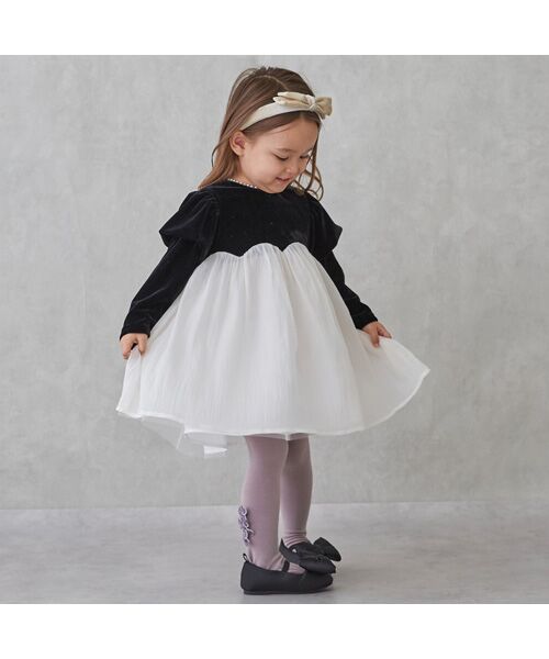 petit main / プティマイン ミニ丈・ひざ丈ワンピース | パフ袖シフォンワンピース | 詳細4