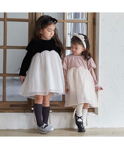 petit main / プティマイン ミニ丈・ひざ丈ワンピース | パフ袖シフォンワンピース | 詳細5