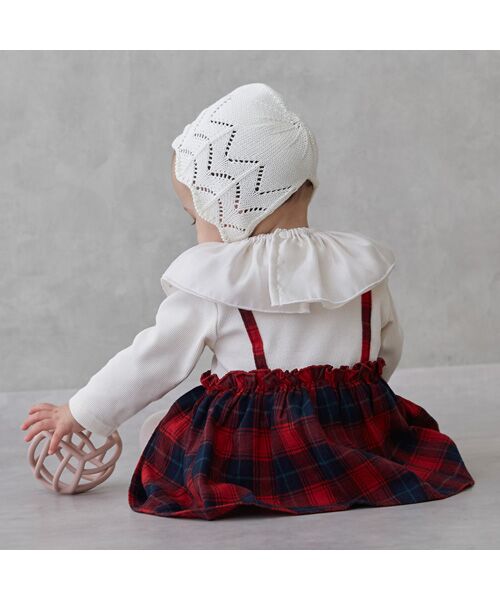 petit main / プティマイン ロンパース | フリル襟付きチェックOPロンパース | 詳細2