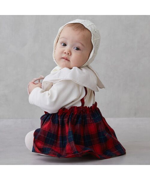 petit main / プティマイン ロンパース | フリル襟付きチェックOPロンパース | 詳細3