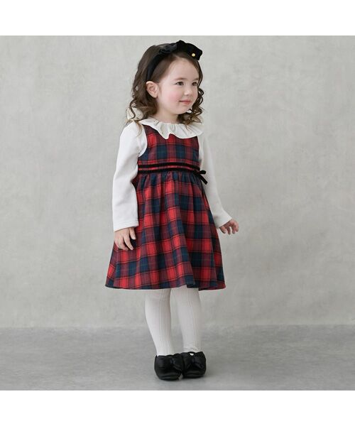 petit main / プティマイン ロンパース | フリル襟付きチェックOPロンパース | 詳細5