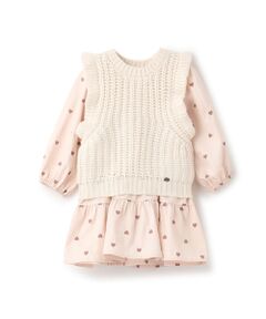 petit main / プティマイン ミニ丈・ひざ丈ワンピース | 【リンク】ベスト付ワンピース