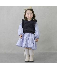 petit main / プティマイン ミニ丈・ひざ丈ワンピース | 【リンク】ベスト付ワンピース