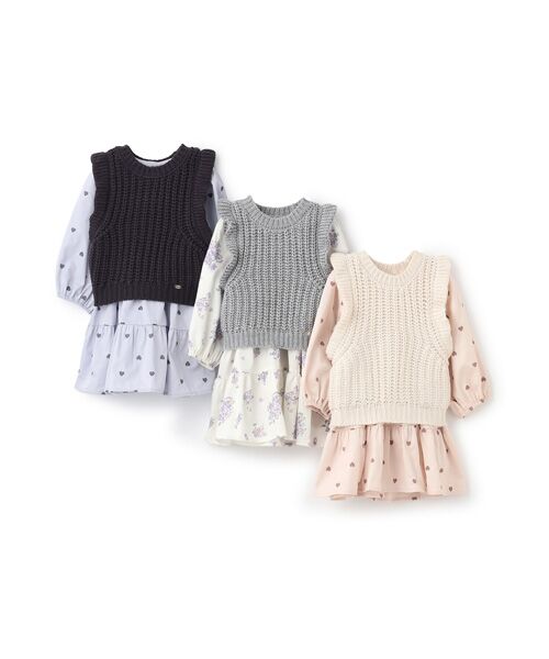 petit main / プティマイン ミニ丈・ひざ丈ワンピース | 【リンク】ベスト付ワンピース | 詳細17