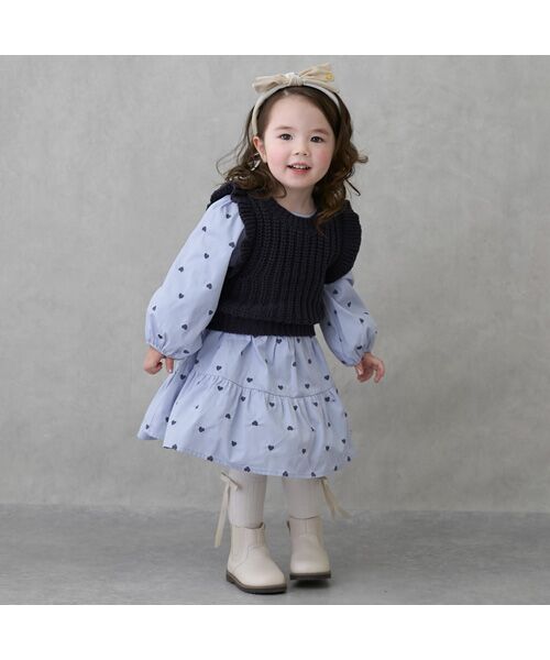 petit main / プティマイン ミニ丈・ひざ丈ワンピース | 【リンク】ベスト付ワンピース | 詳細4