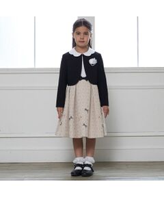 petit main / プティマイン ミニ丈・ひざ丈ワンピース | ジャガードリボンOP+襟付JKセット