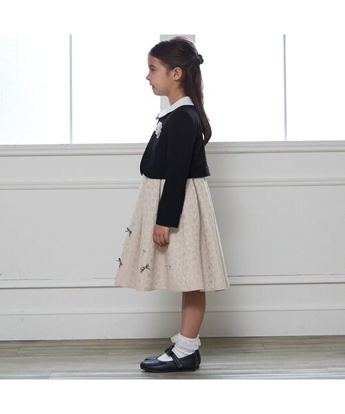 petit main / プティマイン ミニ丈・ひざ丈ワンピース | ジャガードリボンOP+襟付JKセット | 詳細1