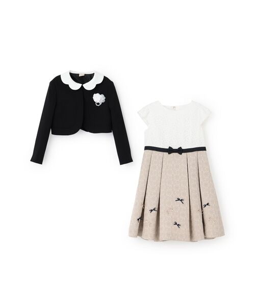 petit main / プティマイン ミニ丈・ひざ丈ワンピース | ジャガードリボンOP+襟付JKセット | 詳細10