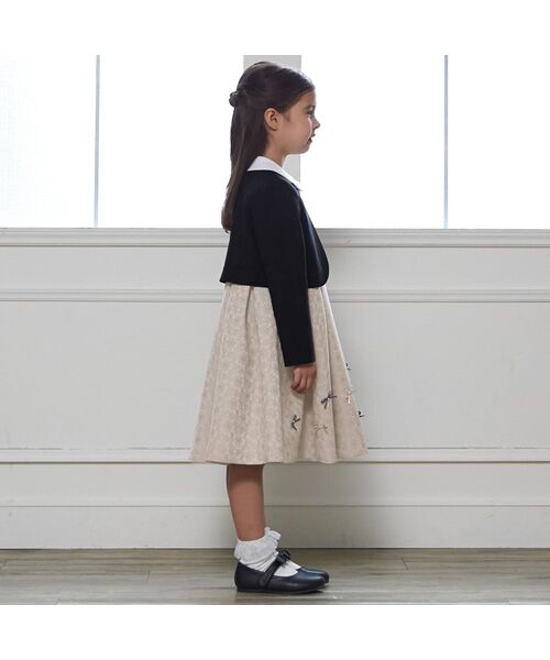 petit main / プティマイン ミニ丈・ひざ丈ワンピース | ジャガードリボンOP+襟付JKセット | 詳細3