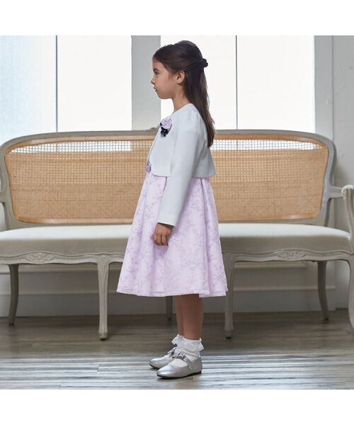 petit main / プティマイン ミニ丈・ひざ丈ワンピース | レースOP+ノーカラーJKセット | 詳細1