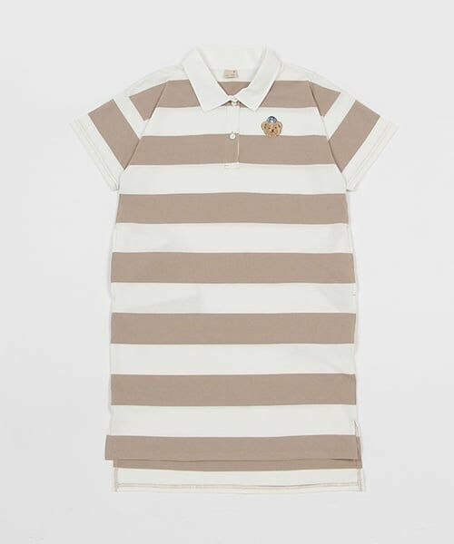 petit main / プティマイン ミニ丈・ひざ丈ワンピース | 【リンク】ポロワンピース(ジュニア)（ベージュ）