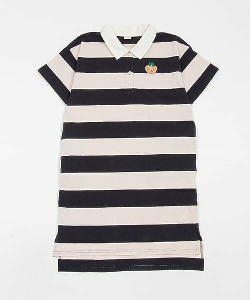 petit main / プティマイン ミニ丈・ひざ丈ワンピース | 【リンク】ポロワンピース(ジュニア)（紺）