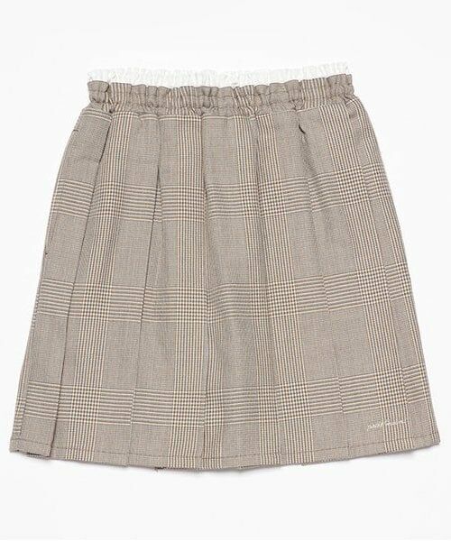 petit main / プティマイン ショート・ハーフ・半端丈パンツ | 【リンク】ダブルウエストプリーツスカパン(ジュニア)（茶）
