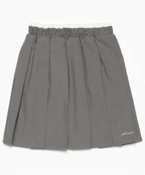 petit main / プティマイン ショート・ハーフ・半端丈パンツ | 【リンク】ダブルウエストプリーツスカパン(ジュニア)（グレー）