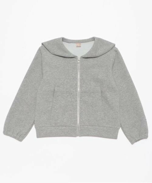 petit main / プティマイン カーディガン・ボレロ | 【防汚加工/リンク】セーラーZIP羽織り(ジュニアサイズ)（トップ グレー）