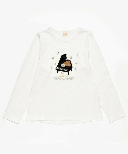 petit main / プティマイン Tシャツ | 【リンク】Lesson長袖Tシャツ(ジュニア)（オフ ホワイト）