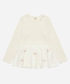 petit main / プティマイン Tシャツ | 【リンク】リボンペプラム長T(ジュニア)