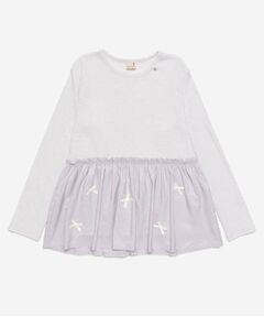 petit main / プティマイン Tシャツ | 【リンク】リボンペプラム長T(ジュニア)