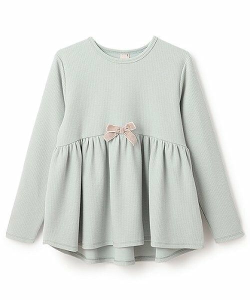 petit main / プティマイン その他トップス | 【スマイル/防汚】リボンカットチュニック(ジュニアサイズ)（ライト グリーン）