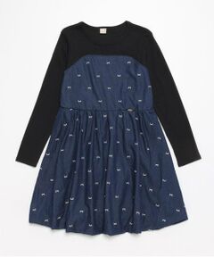 petit main / プティマイン ミニ丈・ひざ丈ワンピース | 【リンク】リボン刺繍ワンピース(ジュニア)