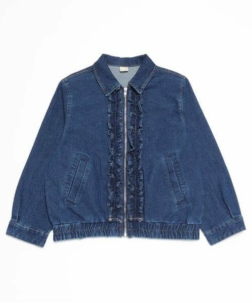 petit main / プティマイン ブルゾン | 【リンク】デニムフリルジャケット(ジュニア)（ブルー）