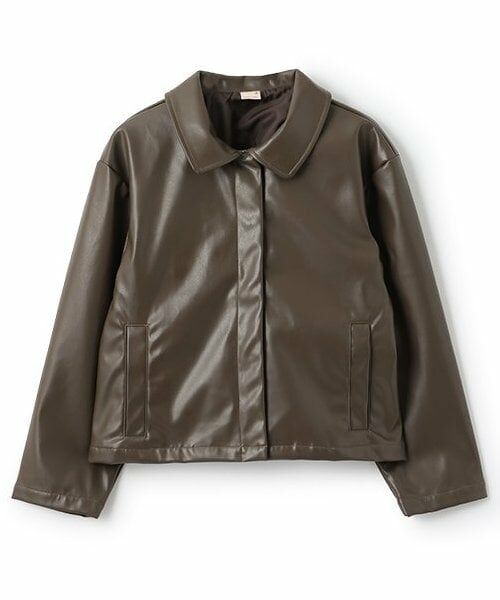 petit main / プティマイン ブルゾン | 【リンク】合皮ジャケット(ジュニア)（茶）