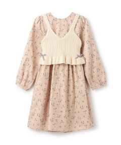 petit main / プティマイン ミニ丈・ひざ丈ワンピース | 【リンク】花柄ワンピースビスチェセット(ジュニア)