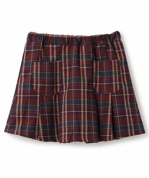 petit main / プティマイン ショート・ハーフ・半端丈パンツ | 【リンク】チェックプリーツスカパン(ジュニア)（赤）
