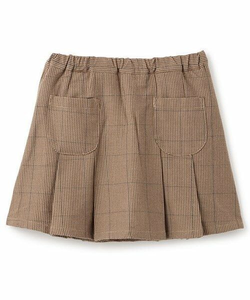 petit main / プティマイン ショート・ハーフ・半端丈パンツ | 【リンク】チェックプリーツスカパン(ジュニア)（茶）