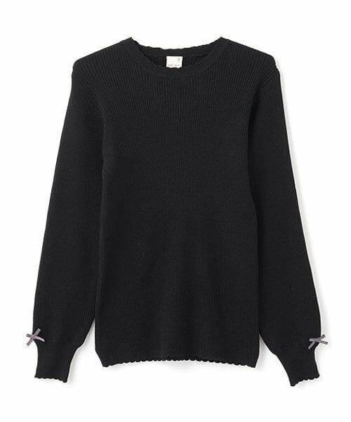 petit main / プティマイン ニット・セーター | 【リンク】フワもちっとリブニット(ジュニア)（黒）