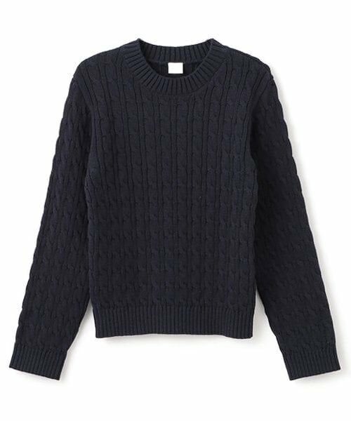 petit main / プティマイン ニット・セーター | 【リンク】コットンニット(ジュニア)（紺）