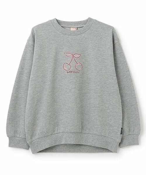 petit main / プティマイン スウェット | 【プティプラ】girlsトレーナー(ジュニアサイズ)（トップ グレー）