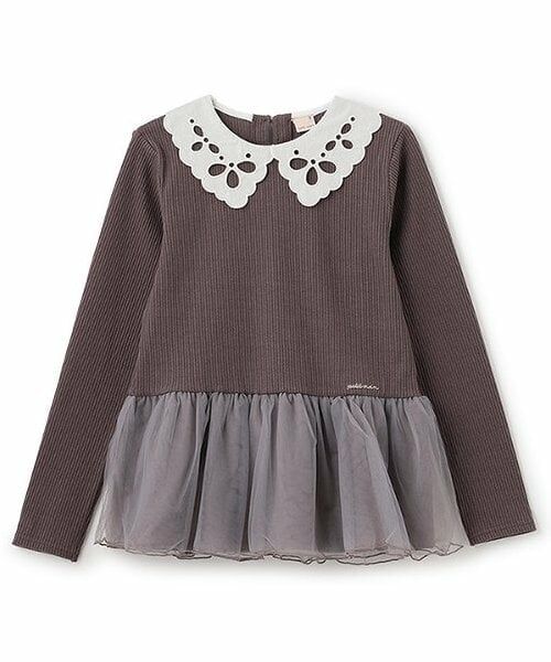petit main / プティマイン その他トップス | 【リンク】えりレースチュールチュニック(ジュニア)（モカ茶）