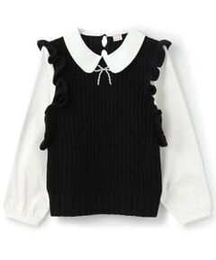 petit main / プティマイン ニット・セーター | 【リンク】パールリボン付ニットベスト(ジュニア)
