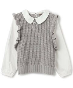 petit main / プティマイン ニット・セーター | 【リンク】パールリボン付ニットベスト(ジュニア)