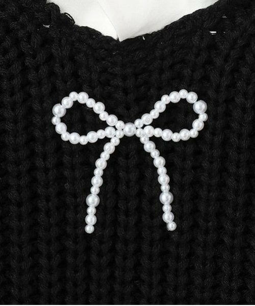 petit main / プティマイン ニット・セーター | 【リンク】パールリボン付ニットベスト(ジュニア) | 詳細3