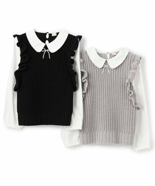 petit main / プティマイン ニット・セーター | 【リンク】パールリボン付ニットベスト(ジュニア) | 詳細7
