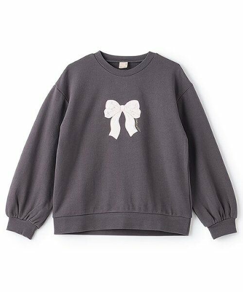 petit main / プティマイン スウェット | 【リンク】キラキラモチーフトレーナー(ジュニア)（チャコール）