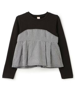 petit main / プティマイン Tシャツ | 【リンク】チェックドッキング長T(ジュニア)